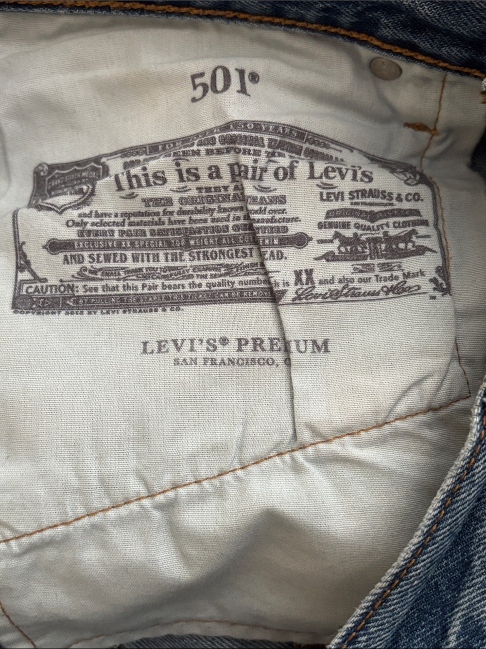Levi's Straight Leg Blue Denim Jeans - Picture 5 of 8